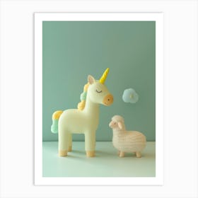 Toy Pastel Blue Unicorn & Lamb 2 Poster