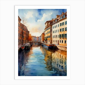 Watercolor Of Venice Canal Art Print