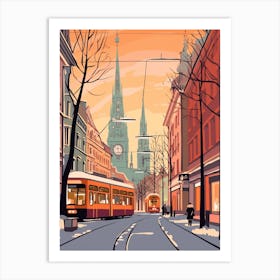 Vintage Winter Travel Illustration Munich Germany 1 Art Print