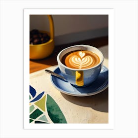 Coffee Cup With Latte Art Art Print