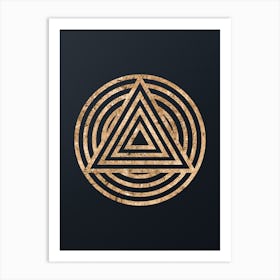 Abstract Geometric Gold Glyph on Dark Teal n.0062 Art Print