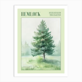 Hemlock Tree Atmospheric Watercolour Painting 2 Poster Art Print