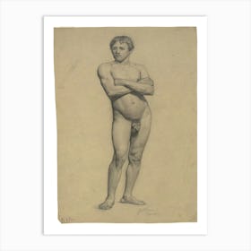 Male Academy Nude With Folded Arms, Gustav Klimt Art Print