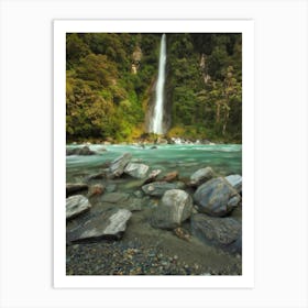 Waterfall In New Zealand Art Print