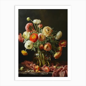 Baroque Floral Still Life Ranunculus 4 Art Print
