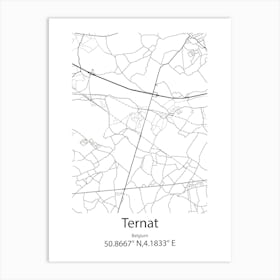 Ternat,Belgium Minimalist Map Art Print