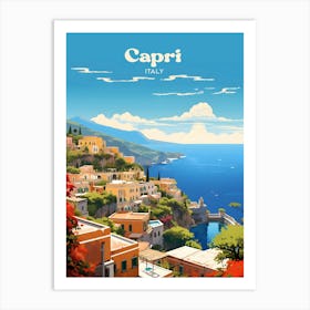 Capri Italy Coastal Travel Art Illustration Art Print