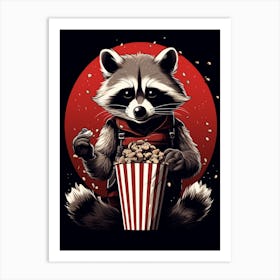 Cartoon Barbados Raccoon Eating Popcorn At The Cinema 2 Art Print
