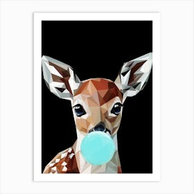 Deer chewing bubble gum Art Print