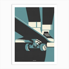 Skateboarding Drop In Skate Print Blue Art Print