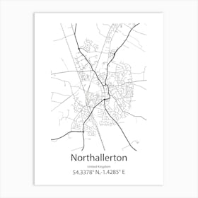 Northallerton,United Kingdom Minimalist Map Art Print