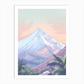 Mount Apo Philippines Color Line Drawing (5) Art Print