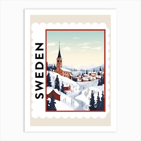 Retro Winter Stamp Poster Kiruna Sweden 2 Art Print