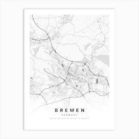 Bremen Germany White Map Art Print