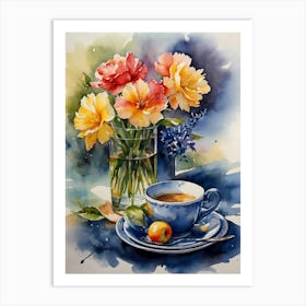 Tea And Flowers Art Print