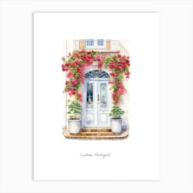 Lisbon, Portugal   Mediterranean Doors Watercolour Painting 2 Poster Art Print