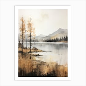 Lake In The Woods In Autumn, Painting 48 Art Print