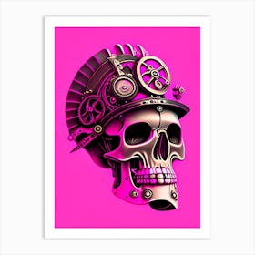 Skull With Steampunk Details 1 Pink Pop Art Art Print