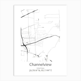 Channelview,United States Minimalist Map Art Print