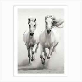 Two White Horses Running Art Print