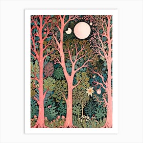 William Morris Pink Trees In The Forest Art Print