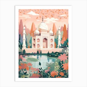 Taj Mahal   Agra, India   Cute Botanical Illustration Travel 3 Art Print