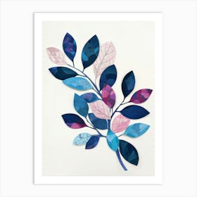 Blue And Pink Leaves Art Print