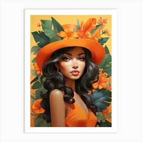 Orange Hat girl art print Art Print