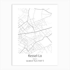 Kessel Lo,Belgium Minimalist Map Art Print