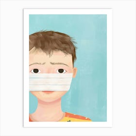 Boy With A Bandage On His Face Art Print