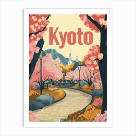 Aihrgdesign A 1970s Inspired Travel Poster For Kyoto 2 Art Print