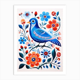 Scandinavian Bird Illustration Bluebird 2 Art Print
