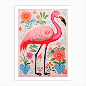 Pink Scandi Greater Flamingo 2 Art Print