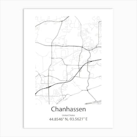 Chanhassen,United States Minimalist Map Art Print