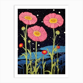 Nightime Flower Illustration Art Print