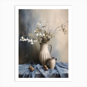 Bluebell, Autumn Fall Flowers Sitting In A White Vase, Farmhouse Style 2 Art Print