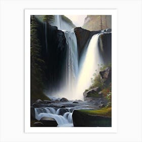 Hogum Falls, Norway Peaceful Oil Art  (1) Art Print