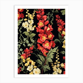 Snapdragon 2 William Morris Style Winter Florals Art Print