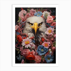 Eagle With Flowers Art Print