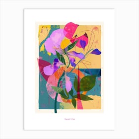 Sweet Pea 1 Neon Flower Collage Poster Art Print