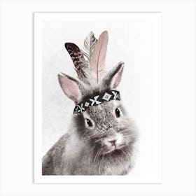 Bunny With Feathers Art Print