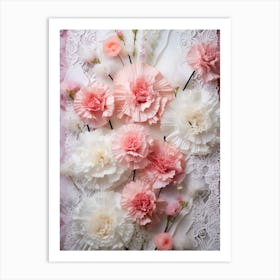 Paper Flowers On Lace Art Print