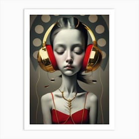 Girl With Headphones 53 Art Print