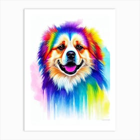 Tibetan Spaniel Rainbow Oil Painting Dog Art Print