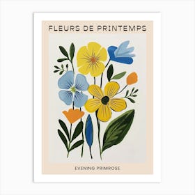 Spring Floral French Poster  Evening Primrose 3 Art Print