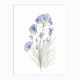 Flax Floral Quentin Blake Inspired Illustration 1 Flower Art Print