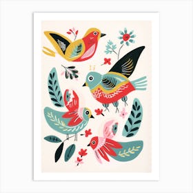 Folk Style Bird Painting Cardinal 2 Art Print