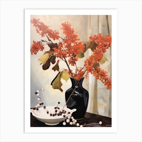 Bouquet Of Witch Hazel Flowers, Autumn Fall Florals Painting 1 Art Print