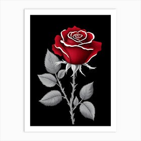 Red Rose On Black Background 3 Art Print