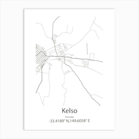 Kelso,Australia Minimalist Map Art Print